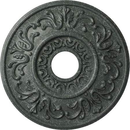 Ekena Millwork Valletta Ceiling Medallion (Canopies up to 3 1/2"), 18"OD x 3 1/2"ID x 1"P, Athenian Green Crackle CM18VLAGC